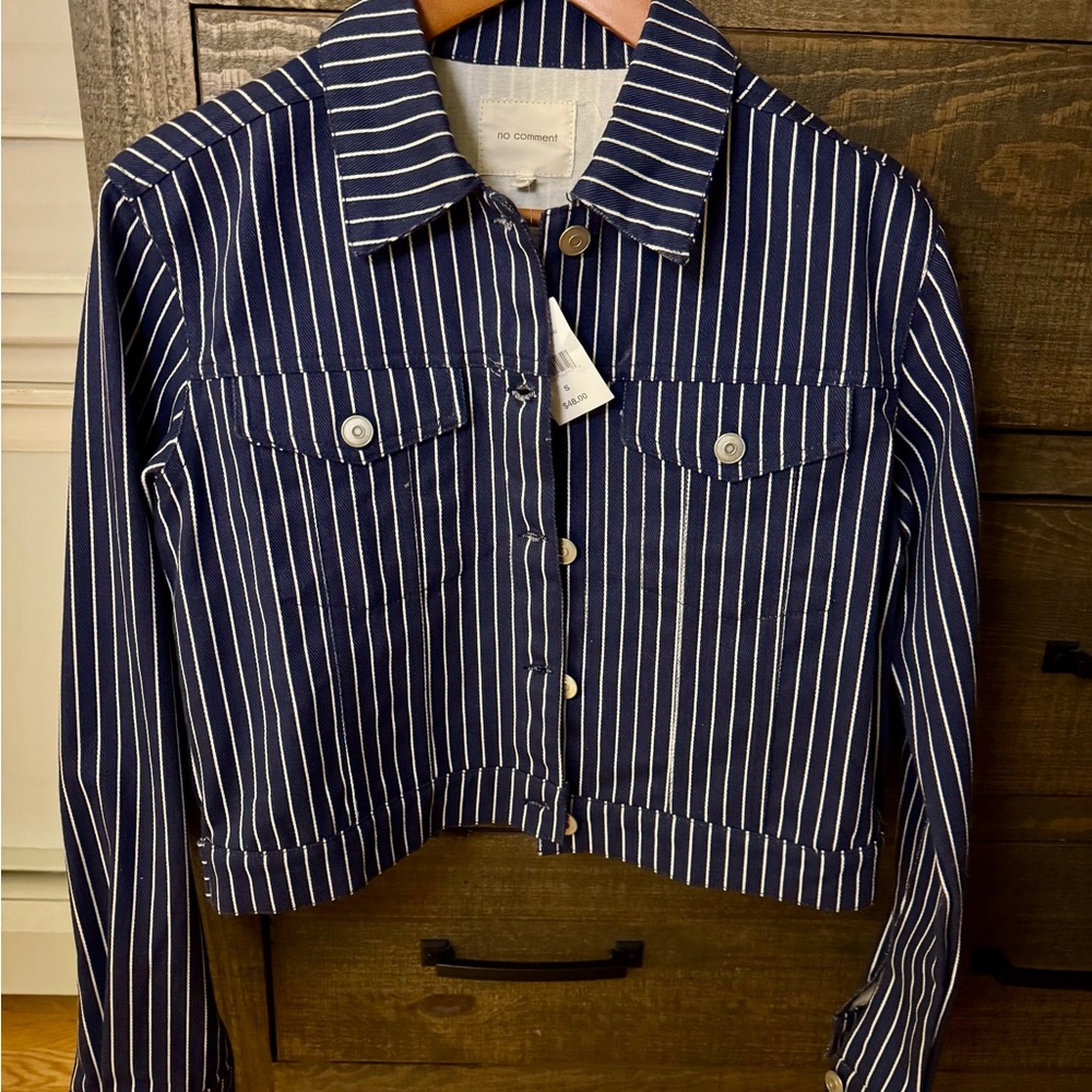 NWT Classic Navy Striped Jean Jacket